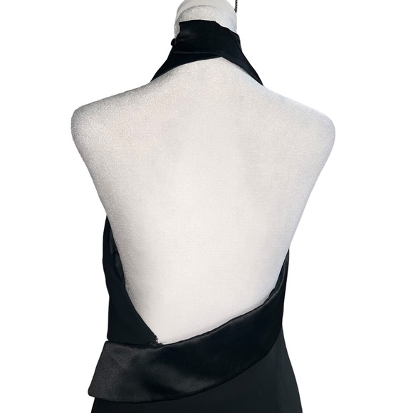 Zara Studio Black Halter Midi Dress Tuxedo Backless Size S W/flaw - Picture 6 of 10